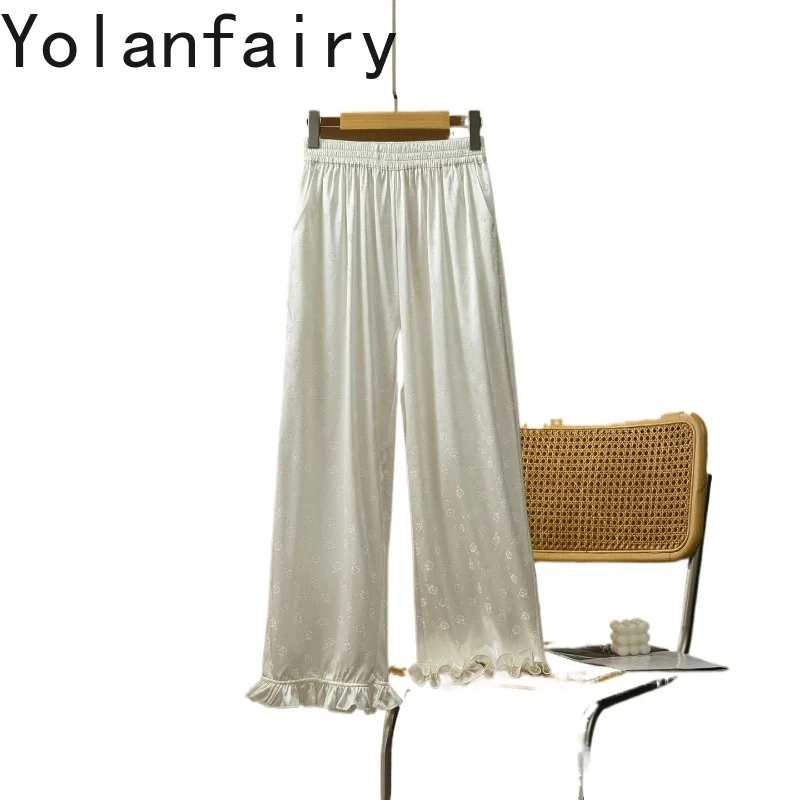 YOLANFAIRY Heavy Silk Jacquard Satin Cropped Wide Leg Pants Women 93% Mulberry Silk Pants Elastic Waist Trousers Ruffle Bottom
YOLANFAIRY Heavy Silk Jacquard Satin Cropped Wide Leg Pants Women 93% Mulberry Silk Pants Elastic Waist Trousers Ruffle Bottom