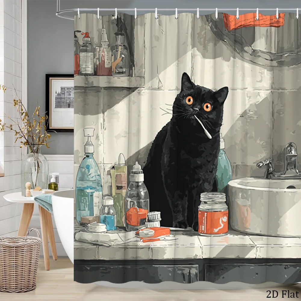 Black Cat Shower Curtain Bathroom Decor Novelty Grunge Rustic Art Print 180x200cm Unique Cat Lover Home Decoration
Black Cat Shower Curtain Bathroom Decor Novelty Grunge Rustic Art Print 180x200cm Unique Cat Lover Home Decoration