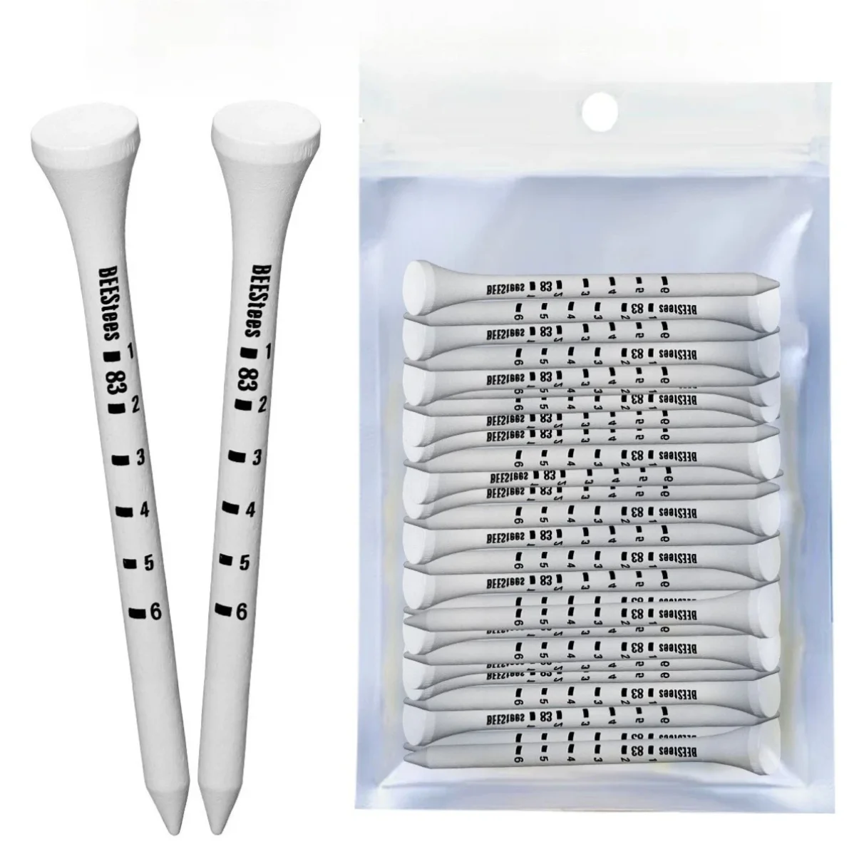 50 Pieces Bamboo Golf Tees 83mm White & Black Adjustable Depth Side Spin Reduction Friction Degree Scale Tees
50 Pieces Bamboo Golf Tees 83mm White & Black Adjustable Depth Side Spin Reduction Friction Degree Scale Tees