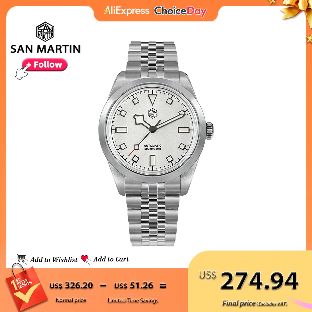 San Martin Men's Watch PT5000 38mm Explore Climbing Sport Couple Wristwatch Automatic Mechanical Luminous Waterproof 100m SN0107
San Martin Men's Watch PT5000 38mm Explore Climbing Sport Couple Wristwatch Automatic Mechanical Luminous Waterproof 100m SN0107
