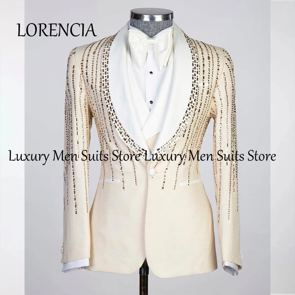 Leisure Rhinestone Suit for Male 3 Piece Single Breasted Tuxedos Wedding Party Outfits Customized Blazer Pants Vest ropa hombre
Leisure Rhinestone Suit for Male 3 Piece Single Breasted Tuxedos Wedding Party Outfits Customized Blazer Pants Vest ropa hombre