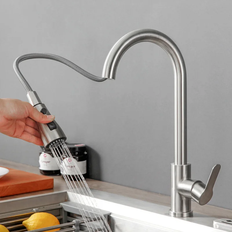 Кухонные смесители из нержавеющей стали 304, выдвижные, для кухонной мойки, настольные, с распылителем, для горячей и холодной воды
Кухонные смесители из нержавеющей стали 304, выдвижные, для кухонной мойки, настольные, с распылителем, для горячей и холодной воды