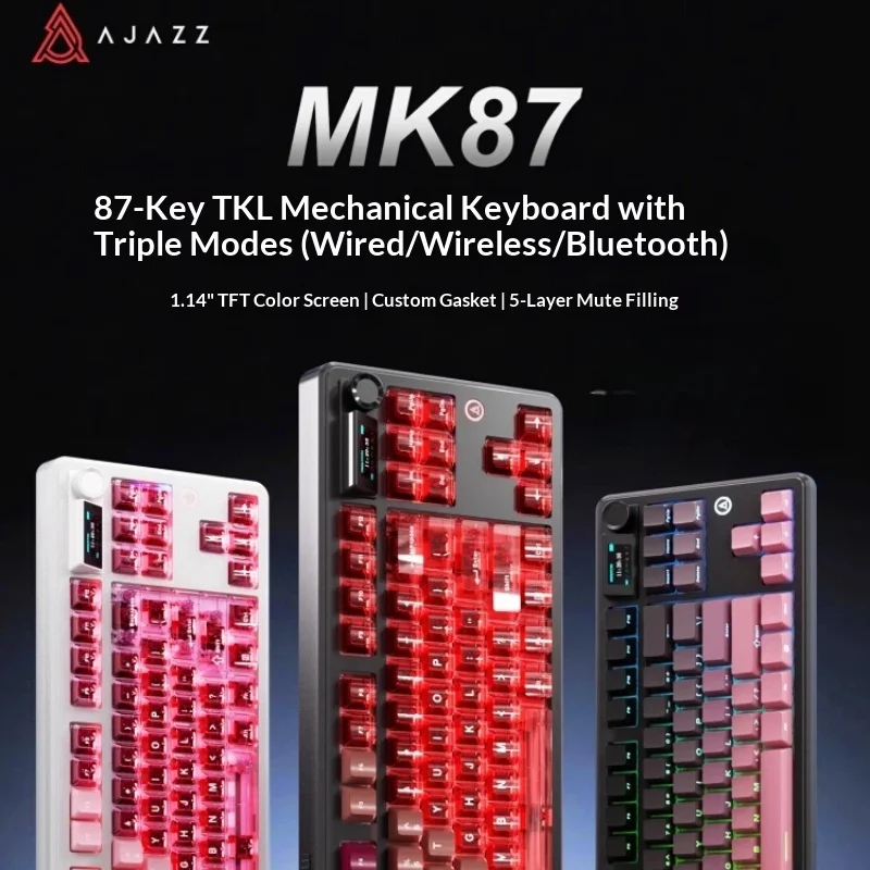 Ajazz Mk87 Mechanical Keyboard Wireless Bluetooth Gaming Office Computer Hot Swap Screen With Wired Option For Desktop Laptop
Ajazz Mk87 Mechanical Keyboard Wireless Bluetooth Gaming Office Computer Hot Swap Screen With Wired Option For Desktop Laptop