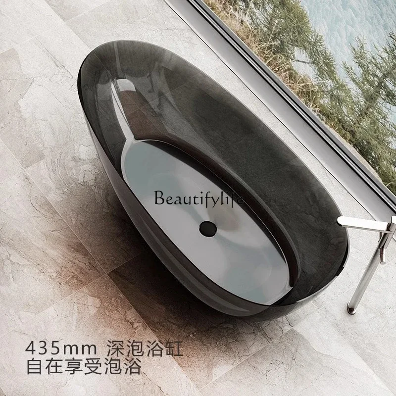 Transparent bathtub Color crystal resin Thin edge Independent goose egg artificial stone bathtub
Transparent bathtub Color crystal resin Thin edge Independent goose egg artificial stone bathtub