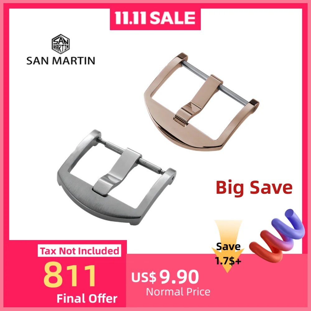San Martin Watch Band Buckle 20mm 316L Stainless Steel Watchband Silver Bronze Brushed Polished Watch Parts Clasp Accessories
San Martin Watch Band Buckle 20mm 316L Stainless Steel Watchband Silver Bronze Brushed Polished Watch Parts Clasp Accessories