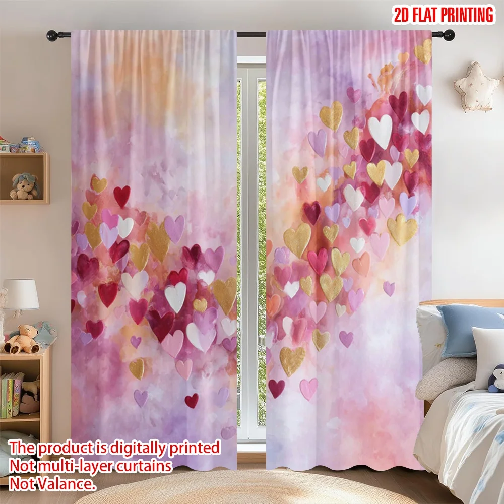 2D flat printing 2pcs Curtain Window Curtains Valentine's Day Heart Mosaic Digital Printed Polyester Drapes Festive Holiday
2D flat printing 2pcs Curtain Window Curtains Valentine's Day Heart Mosaic Digital Printed Polyester Drapes Festive Holiday