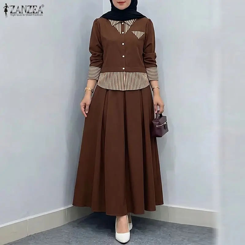 Ramadan Outfits Women Muslim 2 Pieces Sets ZANZEA 2026 Modest Elegant Long Sleeve Patchwork Blouse Pleated Maxi Skirt Suit Eid
Ramadan Outfits Women Muslim 2 Pieces Sets ZANZEA 2026 Modest Elegant Long Sleeve Patchwork Blouse Pleated Maxi Skirt Suit Eid