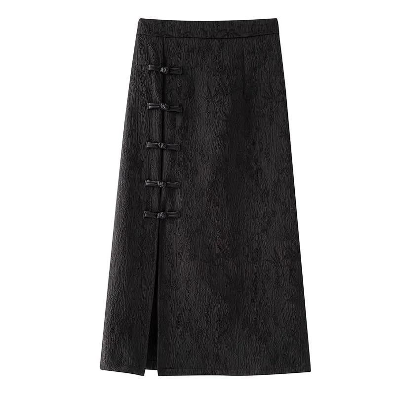 Chinese Style Front Split Embroidery Women's Wrap Skirts 2025 New High Waist Button Office Lady Sheath Pencil Skirts for Womens
Chinese Style Front Split Embroidery Women's Wrap Skirts 2025 New High Waist Button Office Lady Sheath Pencil Skirts for Womens