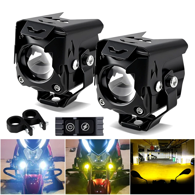 Светодиодный прожектор для мотоцикла, линзы проектора, белый, желтый, дальний/ближний свет, противотуманные фары, вспомогательные светодиодные фары для мотоцикла
Светодиодный прожектор для мотоцикла, линзы проектора, белый, желтый, дальний/ближний свет, противотуманные фары, вспомогательные светодиодные фары для мотоцикла