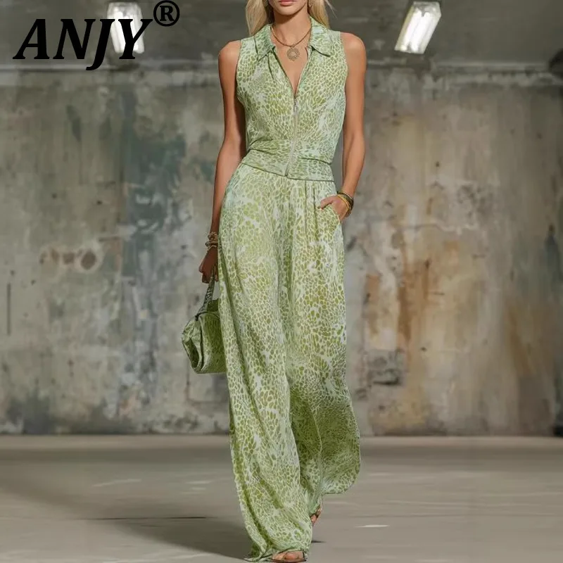 ANJY Summer New Women Stylish Elegant Printed Zipper Turn-down Collar Sleeveless Jumpsuit Trend Fashion Casual Ins Romper A22212
ANJY Summer New Women Stylish Elegant Printed Zipper Turn-down Collar Sleeveless Jumpsuit Trend Fashion Casual Ins Romper A22212