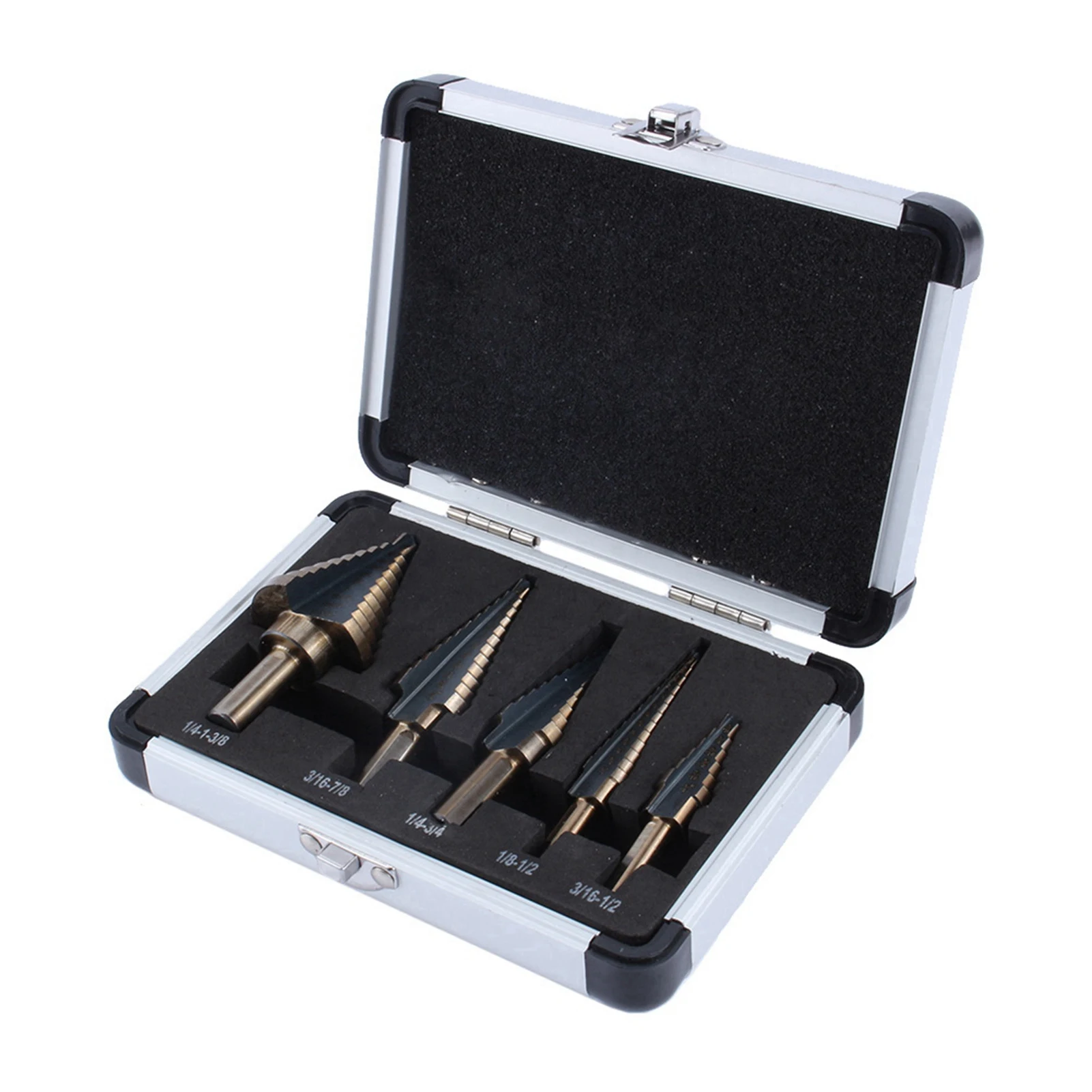 5PCS/set Large Cobalt HSS Step Ti Cone Drill Hole Cutter Bit Set Tool Case HSS Steel Step Drill Bit Hardware Hand Tools
5PCS/set Large Cobalt HSS Step Ti Cone Drill Hole Cutter Bit Set Tool Case HSS Steel Step Drill Bit Hardware Hand Tools