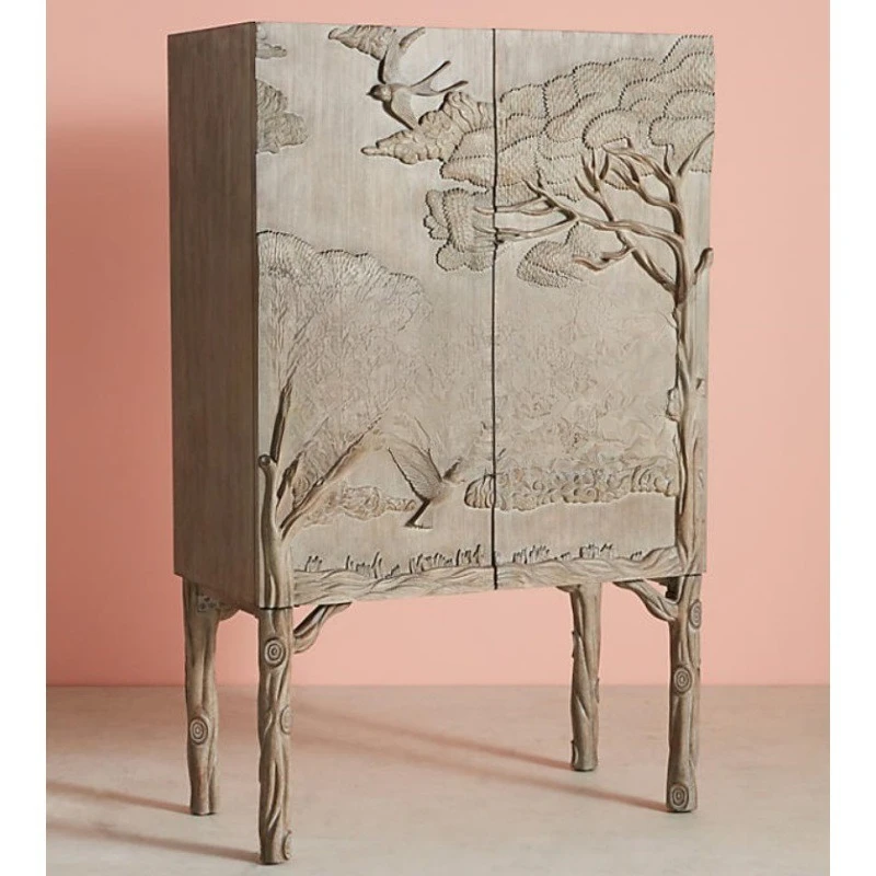 French rural retro solid wood carving flower decorative cabinet, American side cabinet, antique and old carved wine cabinet
French rural retro solid wood carving flower decorative cabinet, American side cabinet, antique and old carved wine cabinet