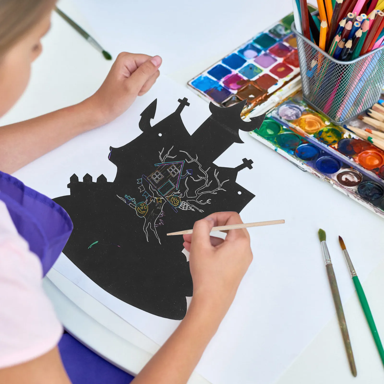 4Sets Kids Scratch Paper Halloween Theme Castle Design DIY Scratch It Off Craft Sheets Safe Skin Friendly Party Supply Classroom
4Sets Kids Scratch Paper Halloween Theme Castle Design DIY Scratch It Off Craft Sheets Safe Skin Friendly Party Supply Classroom