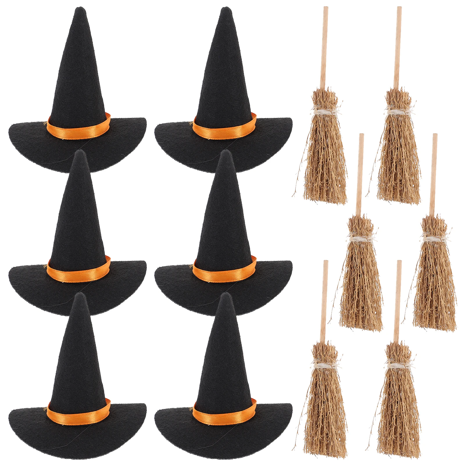 6 set Hats Felt Craft Decoration Set Tiny Broom Halloween Party Supplies Small Hat Drink Ornament DIY
6 set Hats Felt Craft Decoration Set Tiny Broom Halloween Party Supplies Small Hat Drink Ornament DIY