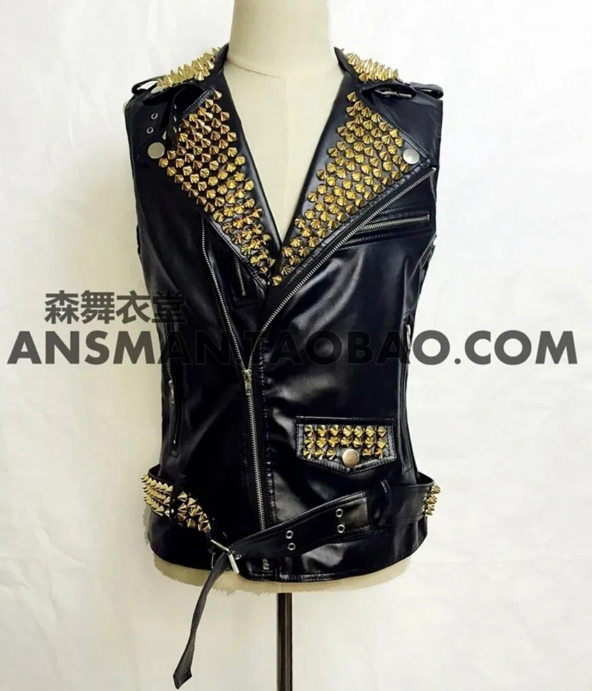 Spring Men's New Fashion Slim Rivet Mirror Motorcycle Leather Vest Coats Nightclub Stage Plus Size Singer Hip Hop Clothing
Spring Men's New Fashion Slim Rivet Mirror Motorcycle Leather Vest Coats Nightclub Stage Plus Size Singer Hip Hop Clothing