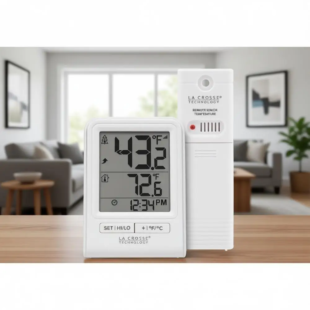 Беспроводной цифровой термометр — на батарейках, белый
Беспроводной цифровой термометр — на батарейках, белый