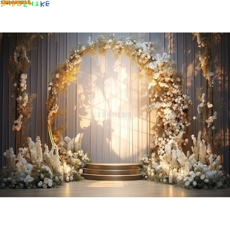 Fantasy Wedding Stage Photography Backdrops Flower Arch Background Banner Interior Curtain Decorated Photo Studio Props SG-04
Fantasy Wedding Stage Photography Backdrops Flower Arch Background Banner Interior Curtain Decorated Photo Studio Props SG-04