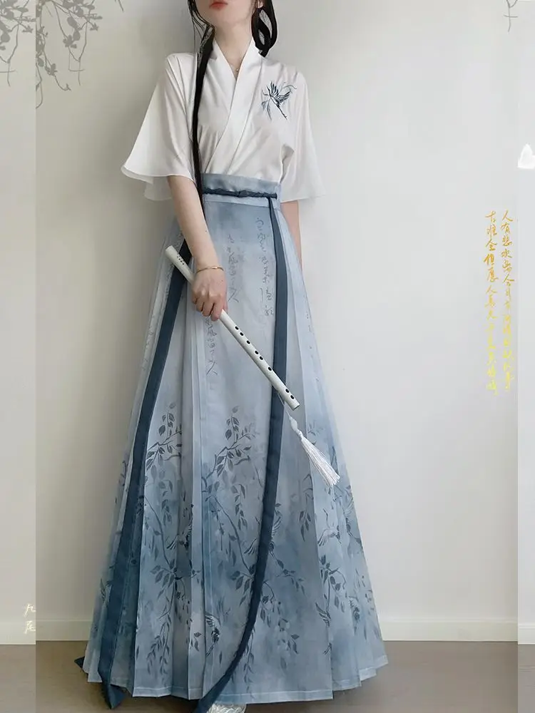 Women's Hanfu Airplane Sleeves Horse Face Skirt Breathable Summer Short Sleeved Daily Embroidered Thin
Women's Hanfu Airplane Sleeves Horse Face Skirt Breathable Summer Short Sleeved Daily Embroidered Thin