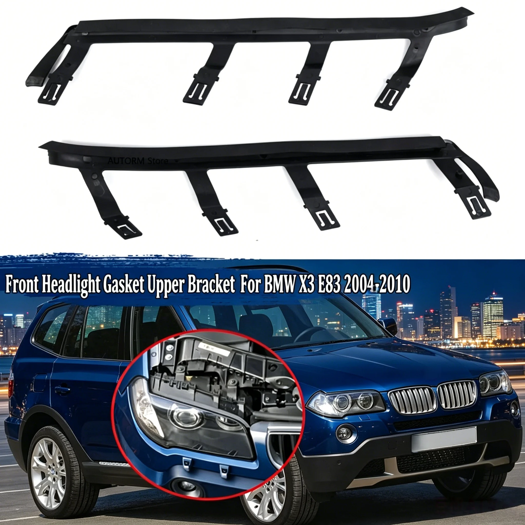 2pcs Front Headlight Upper Rubber Seal Bracket For BMW X3 E83 2004-2010 63126939273 63126939274
2pcs Front Headlight Upper Rubber Seal Bracket For BMW X3 E83 2004-2010 63126939273 63126939274
