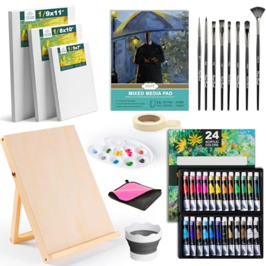 【Spot goods】Acrylic Paint Set Painting Supplies Kits with 24 Acrylic Paints 22ml 8 Brushes 1 Wooden Easel 1 Palette etc Paint K
【Spot goods】Acrylic Paint Set Painting Supplies Kits with 24 Acrylic Paints 22ml 8 Brushes 1 Wooden Easel 1 Palette etc Paint K
