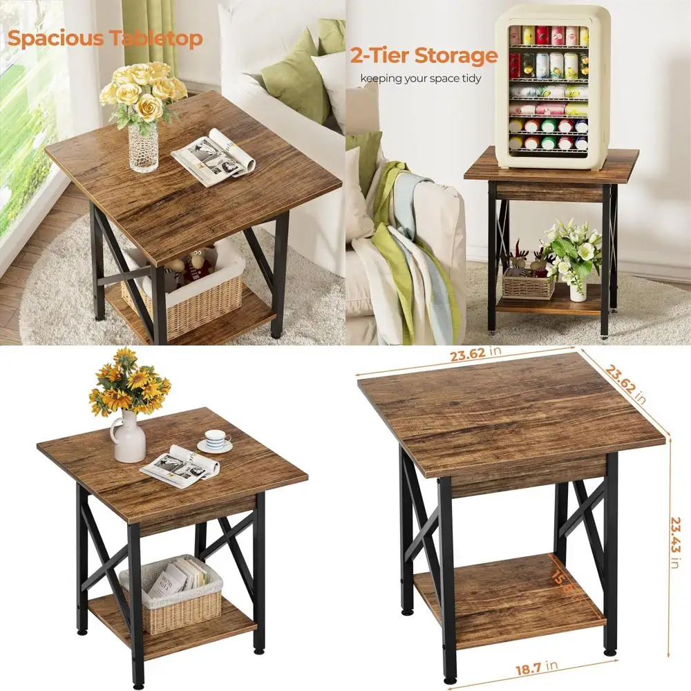 24 Large Square X-Frame Nightstand with 2-Tier Storage, Rustic Walnut for Living Room
24 Large Square X-Frame Nightstand with 2-Tier Storage, Rustic Walnut for Living Room