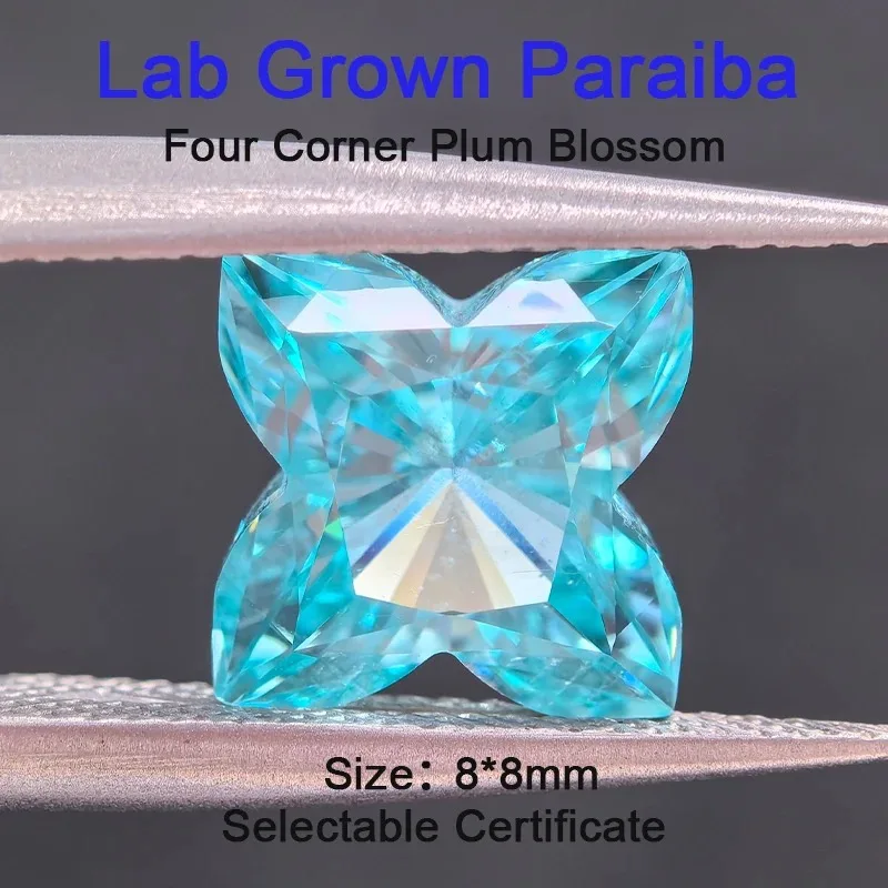Par-Lab Grown Paraiba Four Corner Plum Blossom VVS1 Gemstone Charms Beads for DIY Jewelry Making Earrings Selectable AGL Certifi
Par-Lab Grown Paraiba Four Corner Plum Blossom VVS1 Gemstone Charms Beads for DIY Jewelry Making Earrings Selectable AGL Certifi