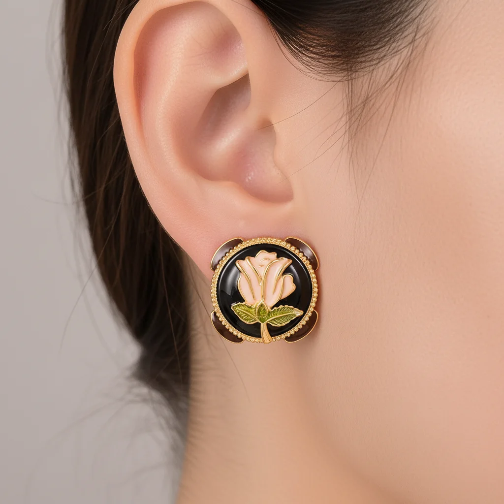 Luxury Enamel Rose Flower Stud Earrings for Women, Vintage Gold Color Metal Statement Earrings, Elegant Wedding Jewelry Gift
Luxury Enamel Rose Flower Stud Earrings for Women, Vintage Gold Color Metal Statement Earrings, Elegant Wedding Jewelry Gift