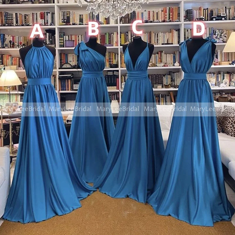 Sleeveless Blue Satin Bridesmaid Dresses Ruched A-line Simple Bride's Maids Dress Elegant Formal Dress Women for Wedding Party
Sleeveless Blue Satin Bridesmaid Dresses Ruched A-line Simple Bride's Maids Dress Elegant Formal Dress Women for Wedding Party