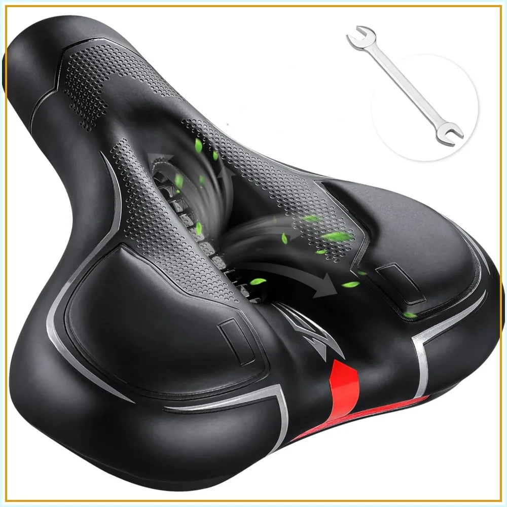 Comfort Bike Seat for Men Women, Padded Soft Memory Foam Bicycle Saddle, Dual Shock Absorbing Suspension, Universal Fit Indoor Outdoor
Comfort Bike Seat for Men Women, Padded Soft Memory Foam Bicycle Saddle, Dual Shock Absorbing Suspension, Universal Fit Indoor Outdoor