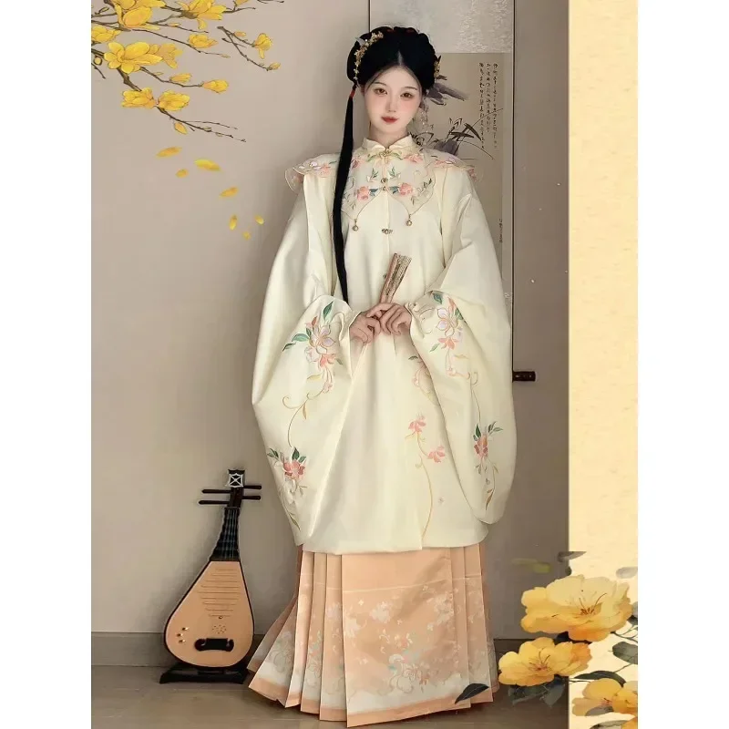 Autumn Chinese Traditional Women Hanfu Costume Beige Flower Embroidered Coat Yellow Printed Horse Faced Skirt Vestidos De Mujer
Autumn Chinese Traditional Women Hanfu Costume Beige Flower Embroidered Coat Yellow Printed Horse Faced Skirt Vestidos De Mujer