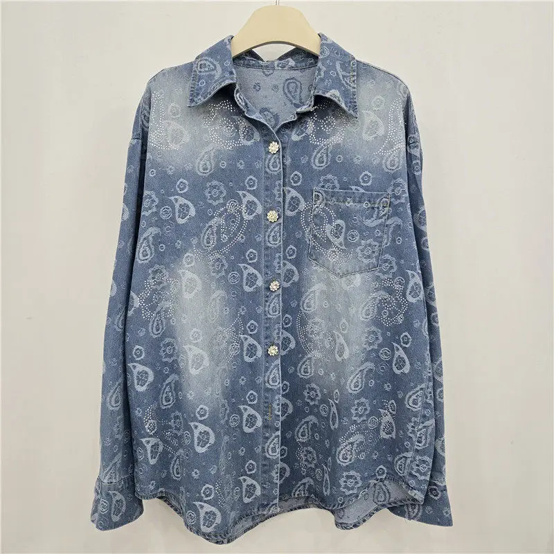 Fashion Jacquard Rhinestones Mid-Length Women Denim Shirt Jacket Casual Lapel Single-Breasted Long Sleeve Female Jeans Jackets
Fashion Jacquard Rhinestones Mid-Length Women Denim Shirt Jacket Casual Lapel Single-Breasted Long Sleeve Female Jeans Jackets