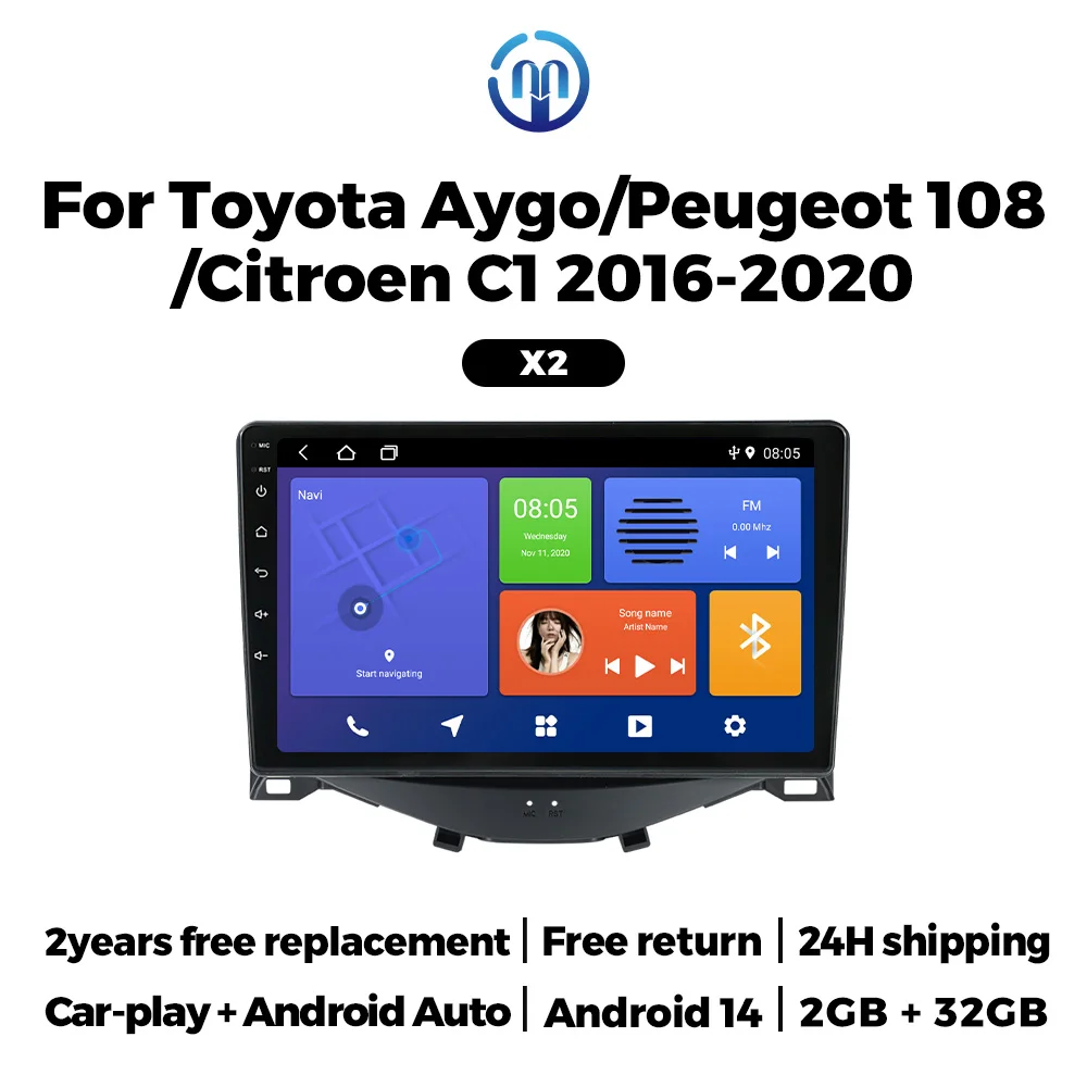 Wireless Carplay Android Auto 2DIN Car Radio for Toyota Aygo Citroen C1 Peugeot 108 2016 - 2020 Multimedia Player GPS Navigation
Wireless Carplay Android Auto 2DIN Car Radio for Toyota Aygo Citroen C1 Peugeot 108 2016 - 2020 Multimedia Player GPS Navigation
