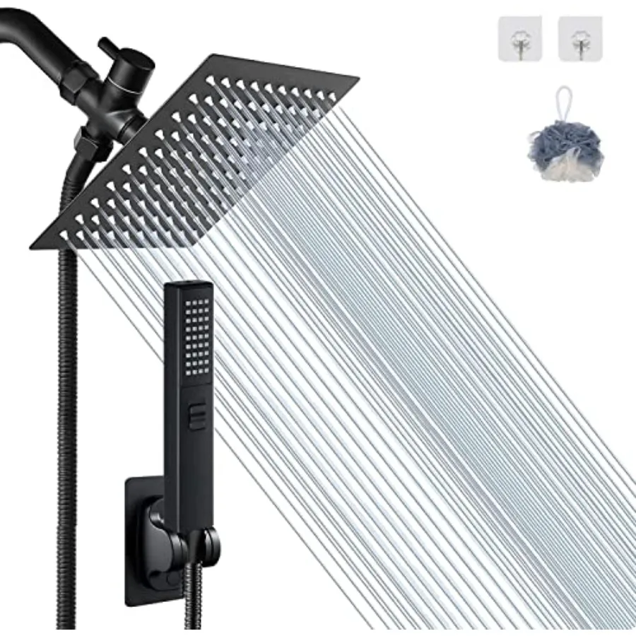 8'' Matte Shower Head with hose 2 in 1 Setting High Pressure Shower Heads Anti-leak Rainfall Shower Head with Holder Dual Rain
8'' Matte Shower Head with hose 2 in 1 Setting High Pressure Shower Heads Anti-leak Rainfall Shower Head with Holder Dual Rain
