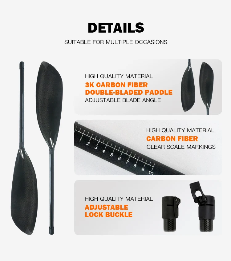 Shaft Length Adjustment Carbon Fiber Paddle Durable Portable Kayak Paddle Professional Canoe Fishing Boat for Kayak
Shaft Length Adjustment Carbon Fiber Paddle Durable Portable Kayak Paddle Professional Canoe Fishing Boat for Kayak