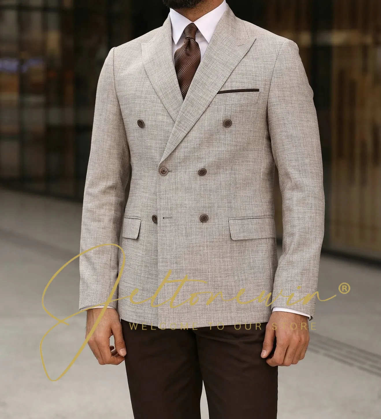 Men's Beige Suit Set Fabric Double Breasted Slim Fit Formal Wear for Wedding Groomsmen Business Party Event Office Outfit
Men's Beige Suit Set Fabric Double Breasted Slim Fit Formal Wear for Wedding Groomsmen Business Party Event Office Outfit