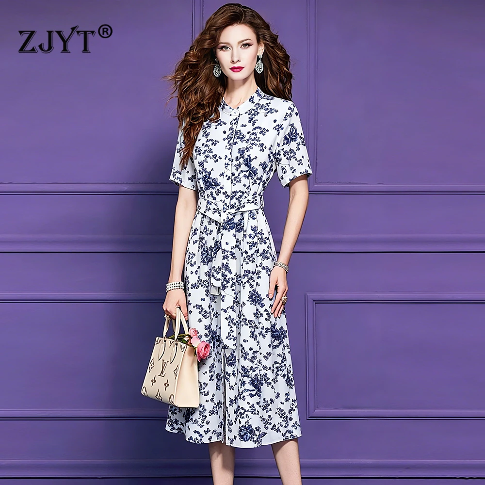 ZJYT Summer Women's Casual Shirt Dresses 2026 New Fashion Short Sleeve Floral Print Midi Vintage Dress Elegant Vestidos Female
ZJYT Summer Women's Casual Shirt Dresses 2026 New Fashion Short Sleeve Floral Print Midi Vintage Dress Elegant Vestidos Female