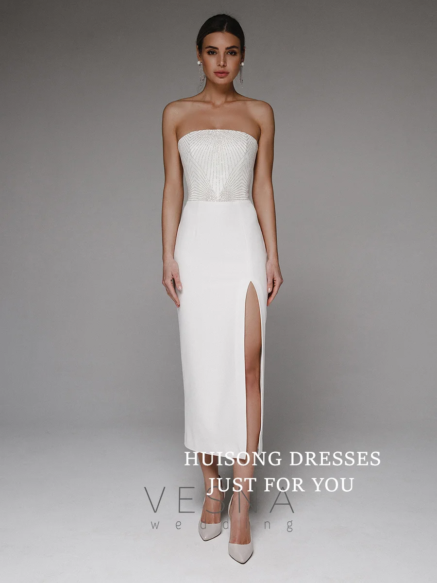HUISONG Customized Glitter Mermaid Wedding Dresses Sleeveless Side Split Beach Satin Bridal Gown свадебное платье
HUISONG Customized Glitter Mermaid Wedding Dresses Sleeveless Side Split Beach Satin Bridal Gown свадебное платье