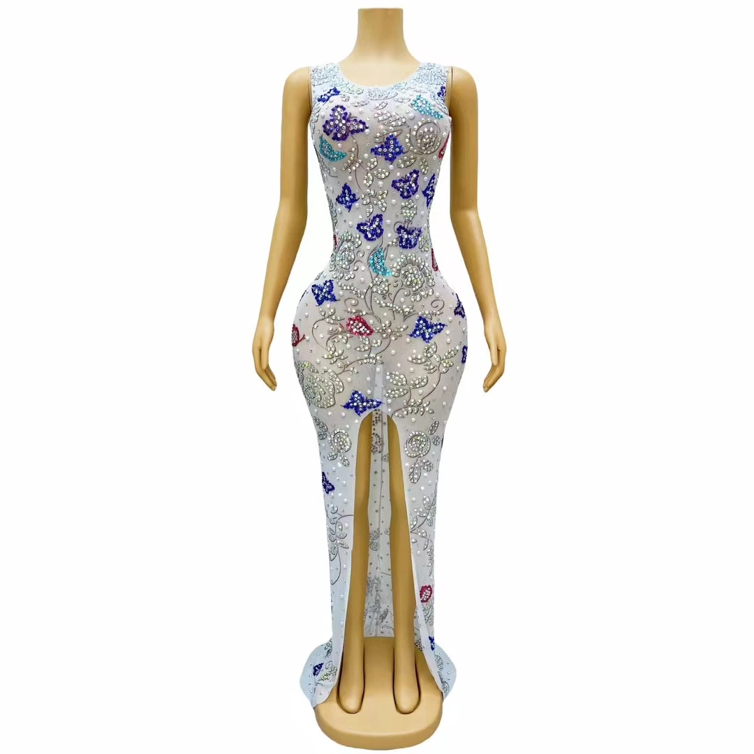 Sparkly Rhinestones Spandex Sexy Curve Long Dress for Women Evening Gown Prom High Slit Dress Birthday Dress Singer Stage Outfit
Sparkly Rhinestones Spandex Sexy Curve Long Dress for Women Evening Gown Prom High Slit Dress Birthday Dress Singer Stage Outfit