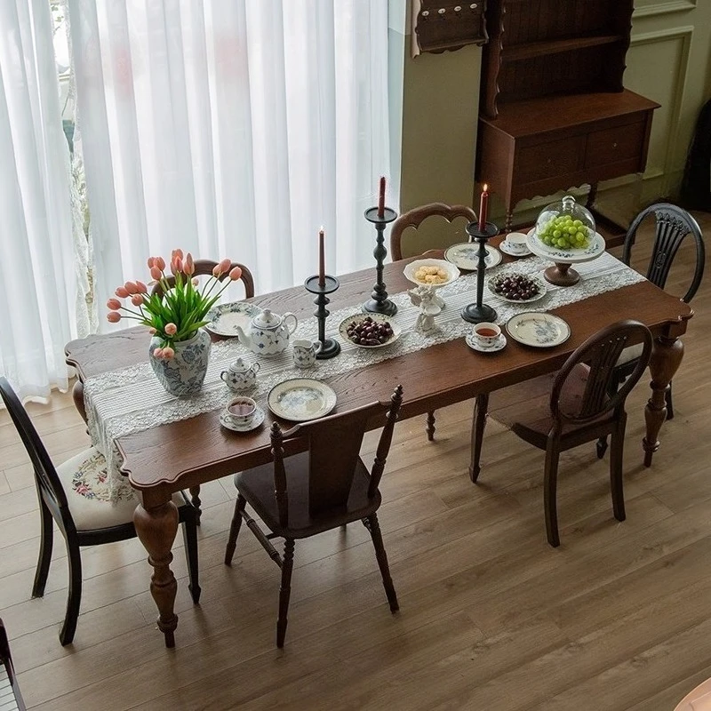 Medieval large dining table retro living room dining room household rectangular multi-person dining table cafe casual table
Medieval large dining table retro living room dining room household rectangular multi-person dining table cafe casual table