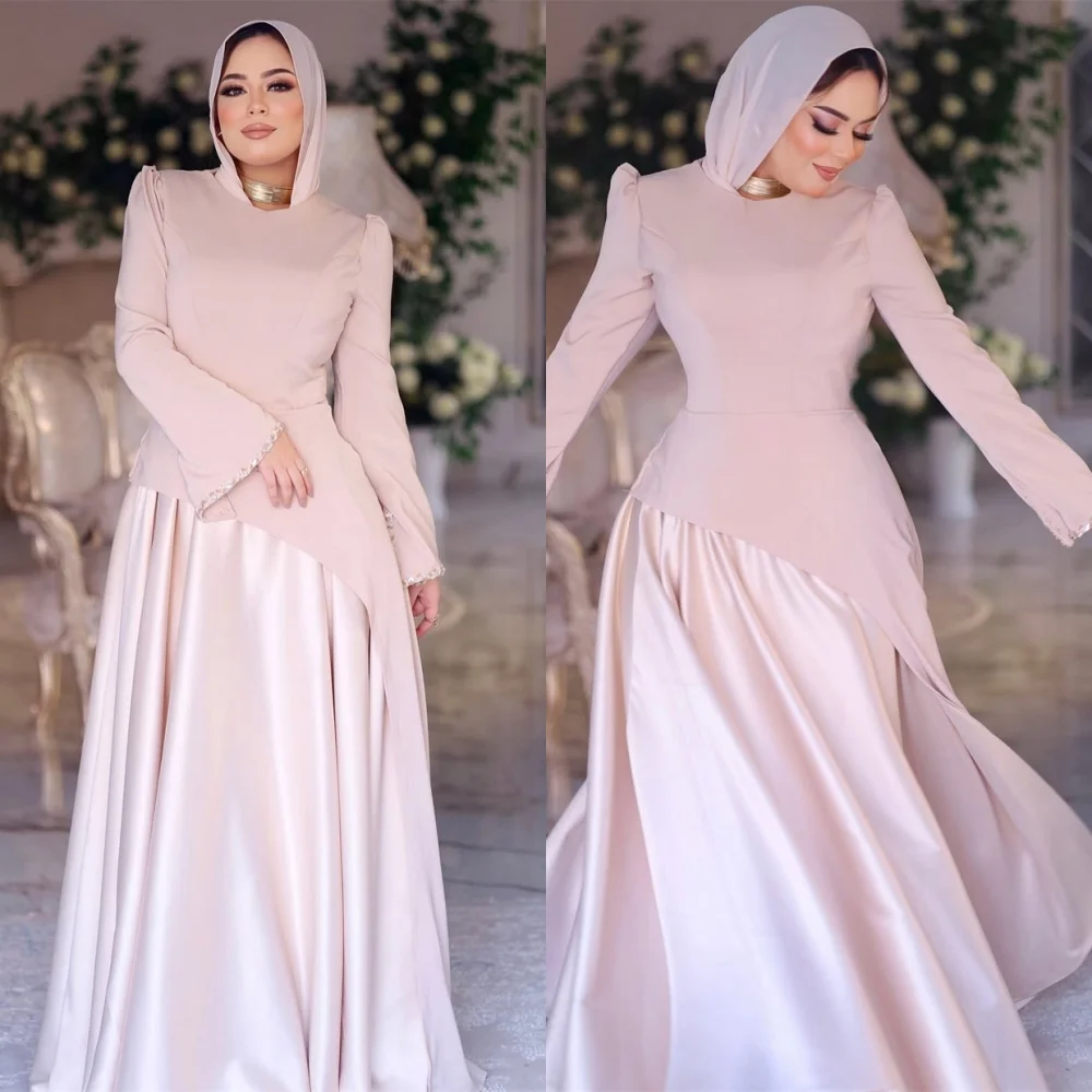 Customized Formal pink Jersey pink Satin Evening Dress Temperament Crew Neck Long Sleeves Sweep Train Bespoke Occasion Gowns
Customized Formal pink Jersey pink Satin Evening Dress Temperament Crew Neck Long Sleeves Sweep Train Bespoke Occasion Gowns