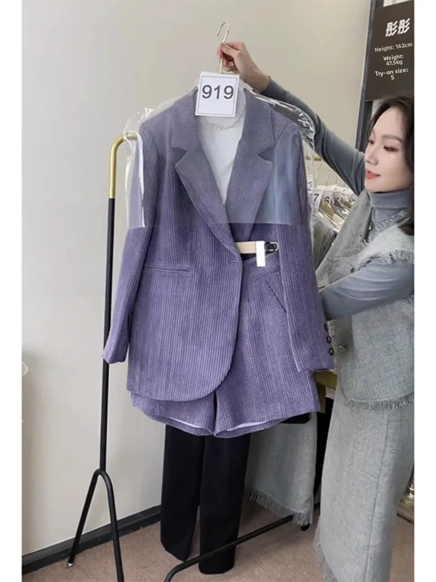 Fashionable plus Size Suit Jacket Women's Autumn Winter New Style Slimming Short Pants Two Piece Set High Waist Korean Style
Fashionable plus Size Suit Jacket Women's Autumn Winter New Style Slimming Short Pants Two Piece Set High Waist Korean Style