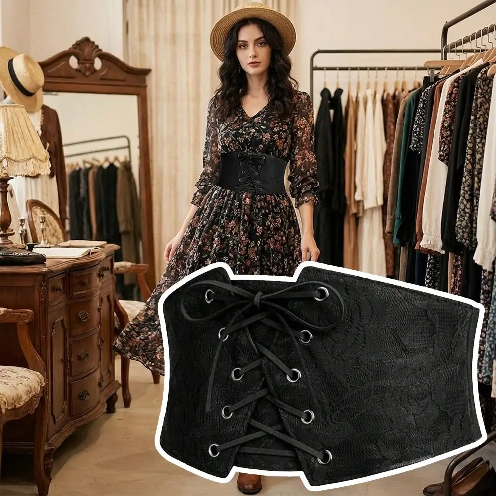 Versatile Black Designer Belts Straping Ultra-wide Lace Corset Belts Lace Embroidery Elastic Stretch Waist Belts Unisex
Versatile Black Designer Belts Straping Ultra-wide Lace Corset Belts Lace Embroidery Elastic Stretch Waist Belts Unisex