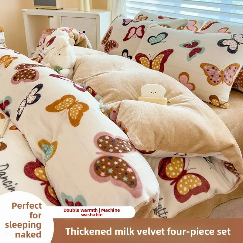 Winter Crystal Velvet Bedding Set Coral Fleece Double Sided Flannel Duvet Cover Sheet Student Dormitory Three Piece Set Four ...
Winter Crystal Velvet Bedding Set Coral Fleece Double Sided Flannel Duvet Cover Sheet Student Dormitory Three Piece Set Four ...