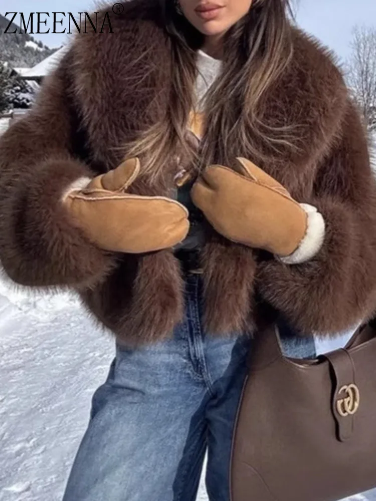 ZMEENNA Chic Faux Fur Coat For Women Warm And Stylish Long Sleeve Winter Outerwear With Lapel Collar And Pockets ZM3907 
ZMEENNA Chic Faux Fur Coat For Women Warm And Stylish Long Sleeve Winter Outerwear With Lapel Collar And Pockets ZM3907