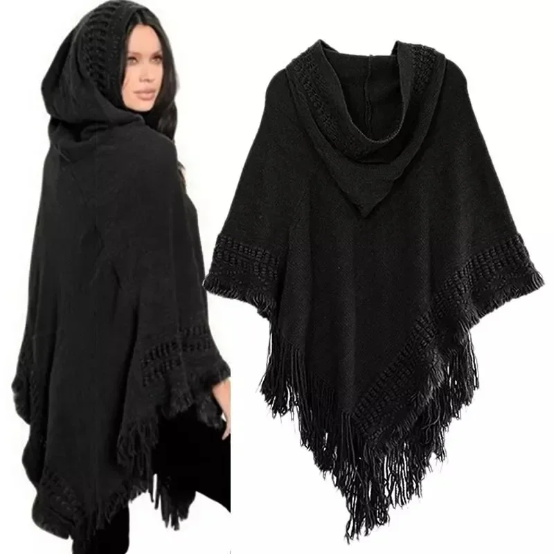 Pullover Casual Women Hooded Sweater Tassel Solid Jumper Cloak Autumn Spring Knitting Fashion Pullover Capes Warm Tassel Sweater
Pullover Casual Women Hooded Sweater Tassel Solid Jumper Cloak Autumn Spring Knitting Fashion Pullover Capes Warm Tassel Sweater