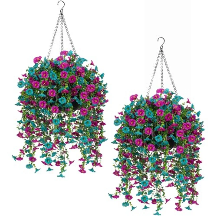 Outdoor porch patio garden decor: UV-resistant faux morning glory vines in cascading hanging basket set, 2-pack, natural green
Outdoor porch patio garden decor: UV-resistant faux morning glory vines in cascading hanging basket set, 2-pack, natural green