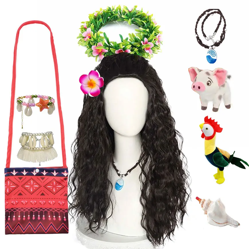 Kids Birthday Fantasy Party Moana Cosplay Costume Matching Accessories Headwear Garland Wig Anklet Girls Vaiana Outfit Props
Kids Birthday Fantasy Party Moana Cosplay Costume Matching Accessories Headwear Garland Wig Anklet Girls Vaiana Outfit Props