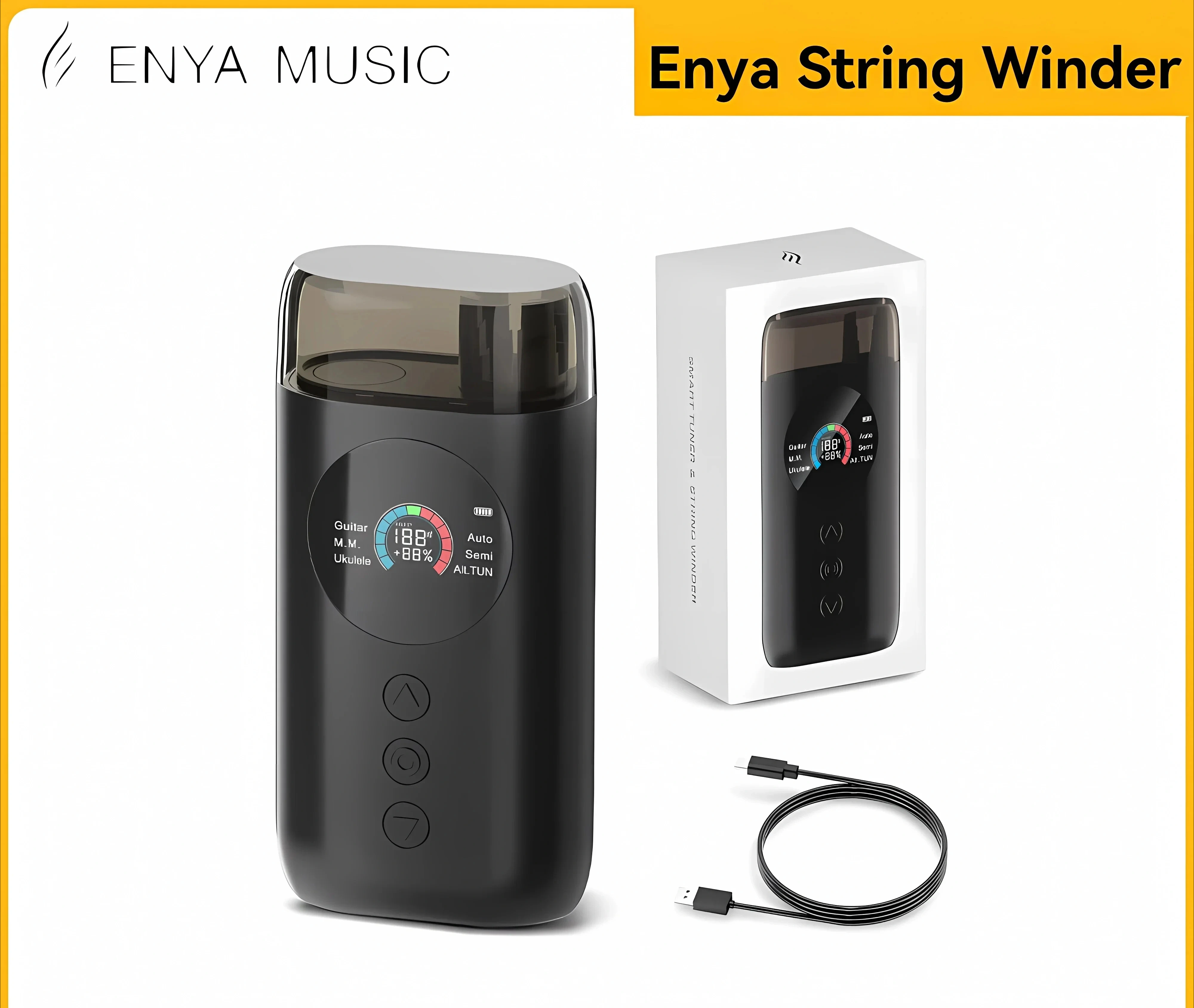 Enya Smart Automatic Guitar Tuner Full-color LCD Screen - Metronome & String Winder - for Electric Guitars Acoustic Guitars
Enya Smart Automatic Guitar Tuner Full-color LCD Screen - Metronome & String Winder - for Electric Guitars Acoustic Guitars