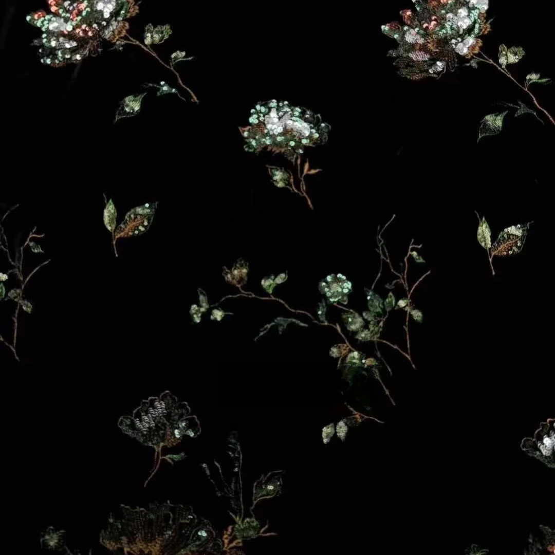 135CM Wide Green Sequins on Black Silk Velvet Fabric by Meter for DIY Sewing Dress Jacket Pants for Spring Autumn Winter R1722
135CM Wide Green Sequins on Black Silk Velvet Fabric by Meter for DIY Sewing Dress Jacket Pants for Spring Autumn Winter R1722