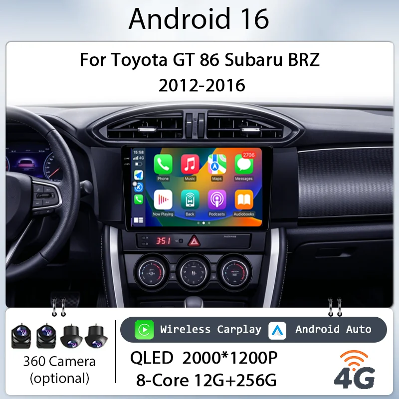 IPS HD Touch Screen Android 16 Wireless CarPlay GPS Navi Bluetooth WiFi DSP for Toyota GT 86 Subaru BRZ 2012-2016 Car Stereo 9"
IPS HD Touch Screen Android 16 Wireless CarPlay GPS Navi Bluetooth WiFi DSP for Toyota GT 86 Subaru BRZ 2012-2016 Car Stereo 9"
